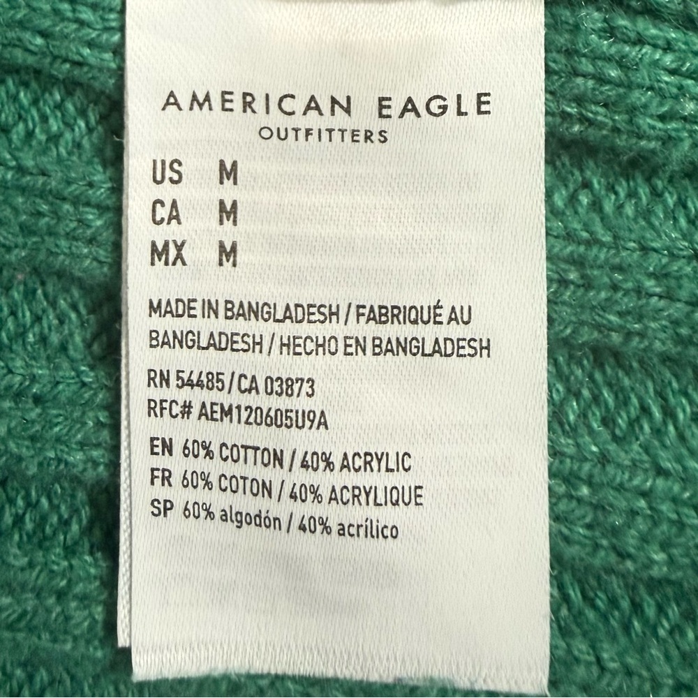 American Eagle Cropped Ribbed Cardigan Sweater – Green – Size Medium - Picture 6 of 7